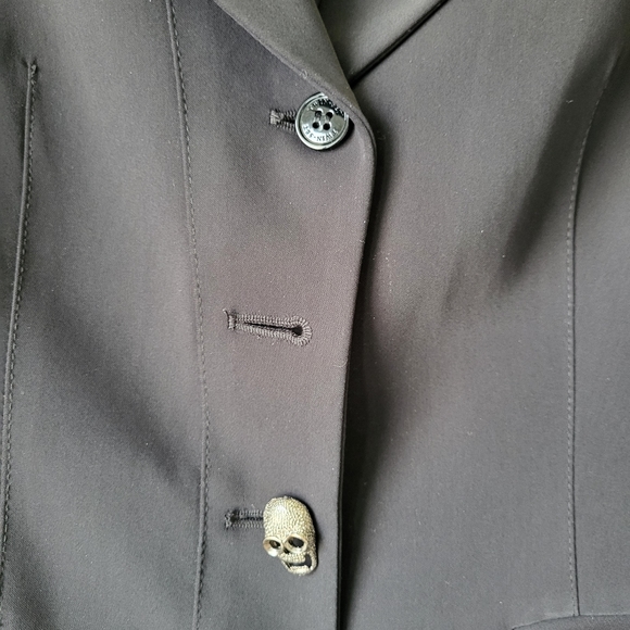 Twin Set Simona barbieri black casual blazer with skull and rose buttons Sz XL - Picture 4 of 16